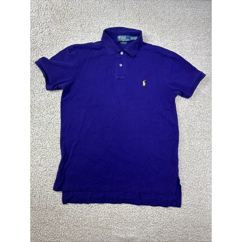 Polo By Ralph Lauren Polo Shirt Men's Size Medium Purple Custom Fit Gold Pony